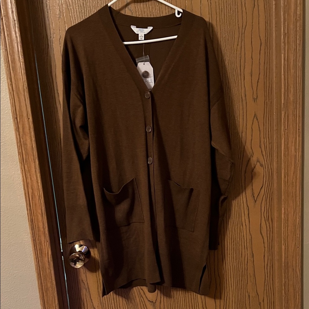 New Time and True Brown Button-Up Cardigan